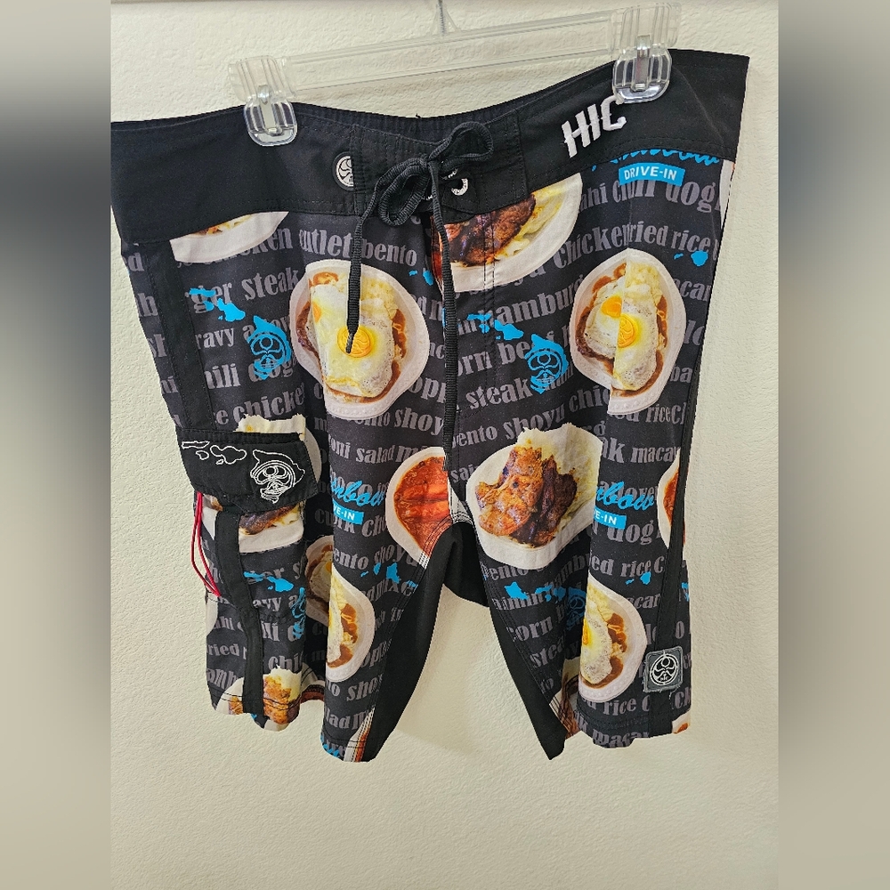 HIC Hawaiian Island Creations Board Shorts - Loco Moco Print - Men's Size 36
